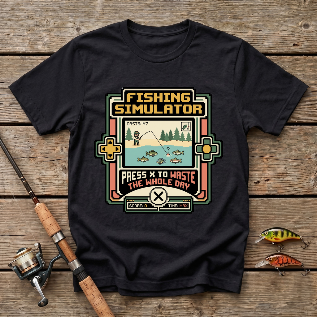 Fishing Simulator. Press X To Waste The Whole Day T-Shirt