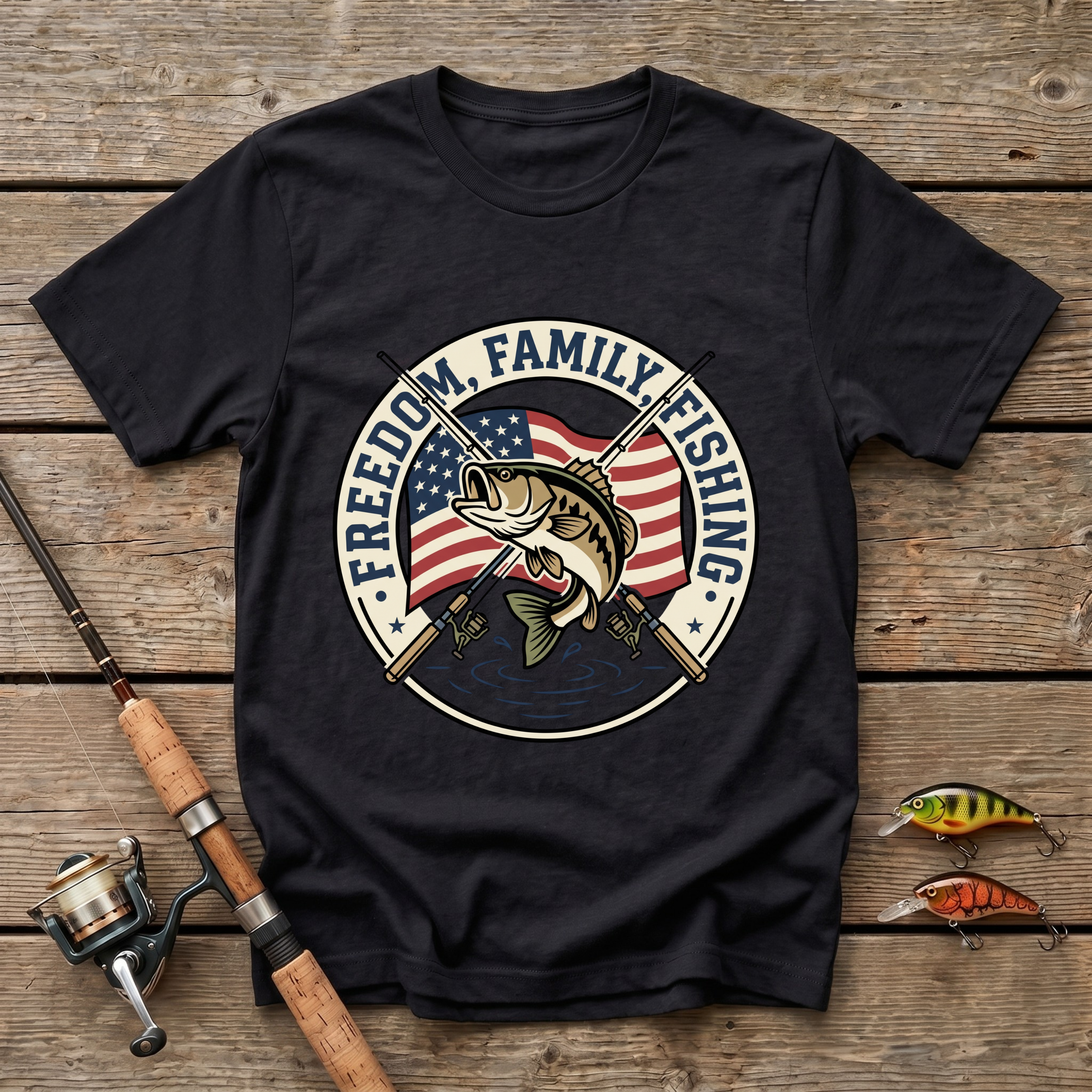 Freedom, Family, Fishing T-Shirt
