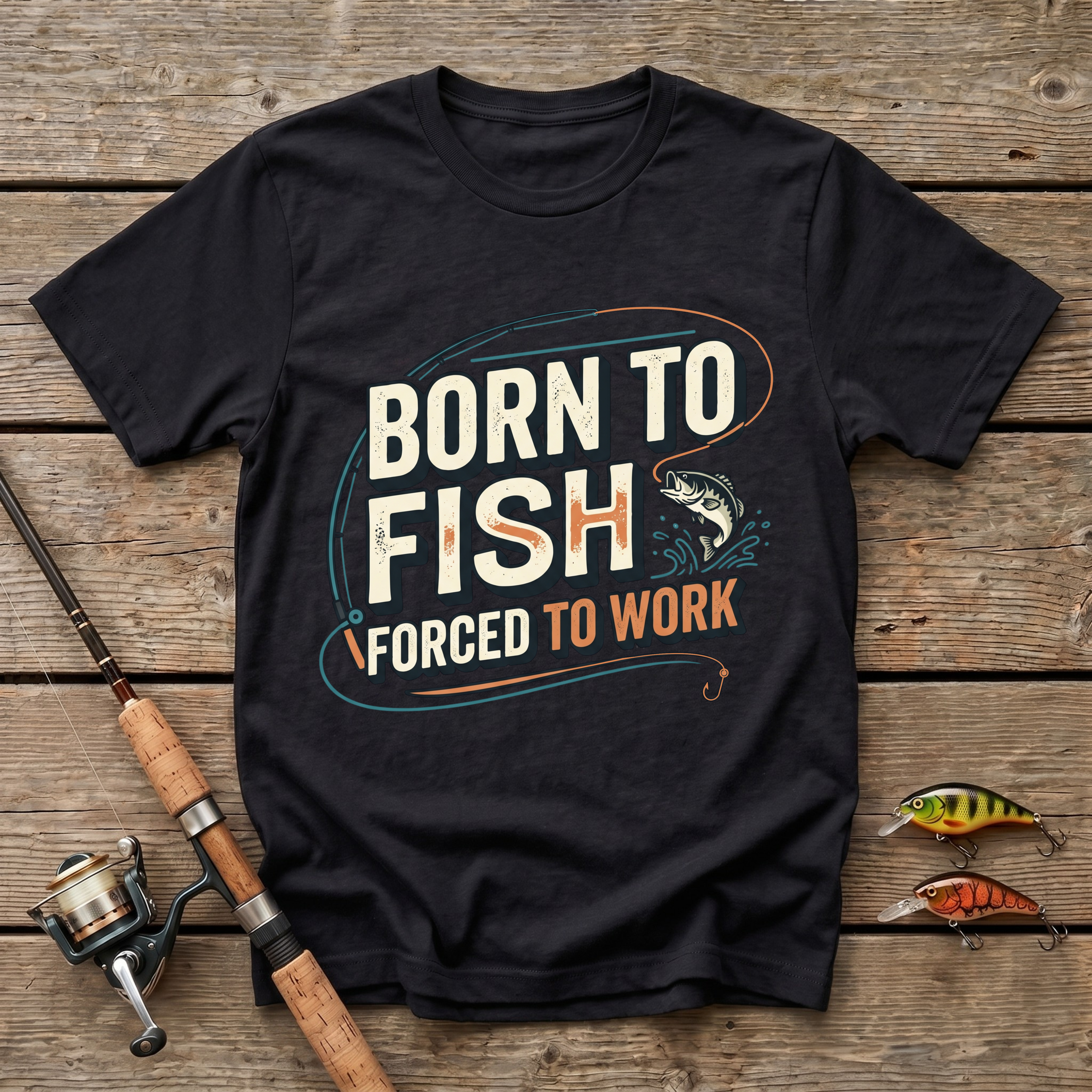 Born To Fish, Forced To Work. T-Shirt