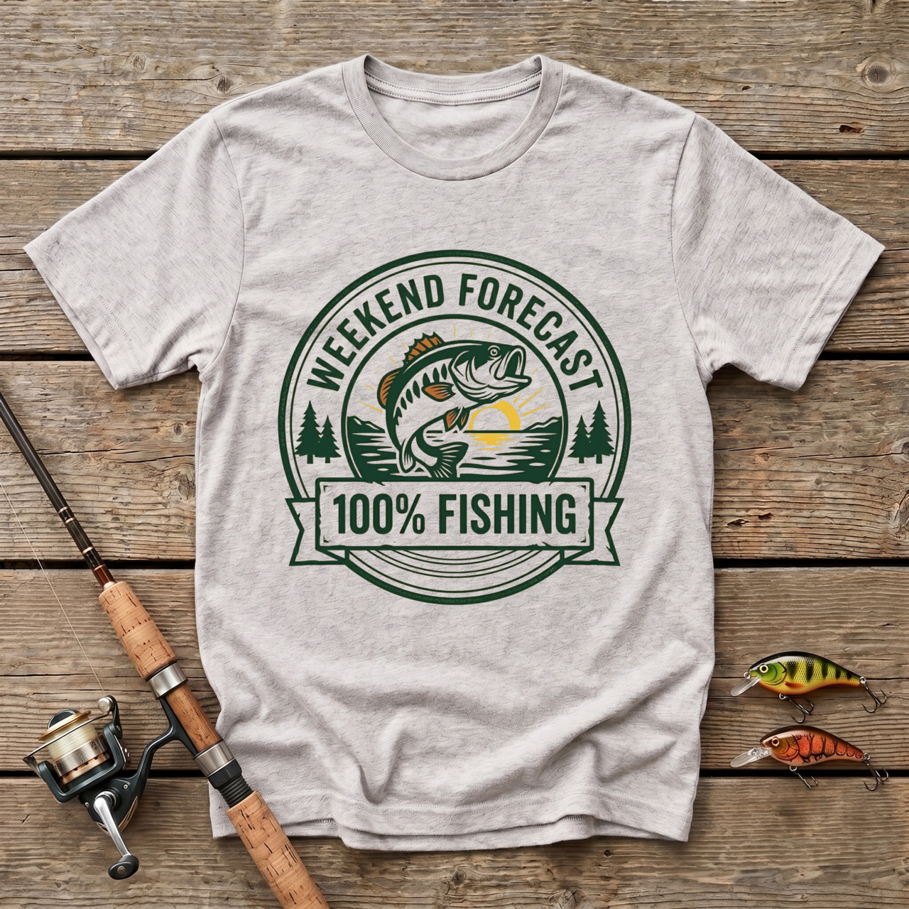 Weekend Forecast: 100% Of Fishing T-Shirt