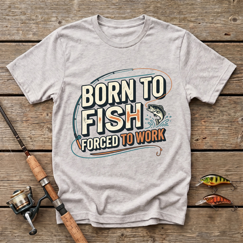 Born To Fish, Forced To Work. T-Shirt