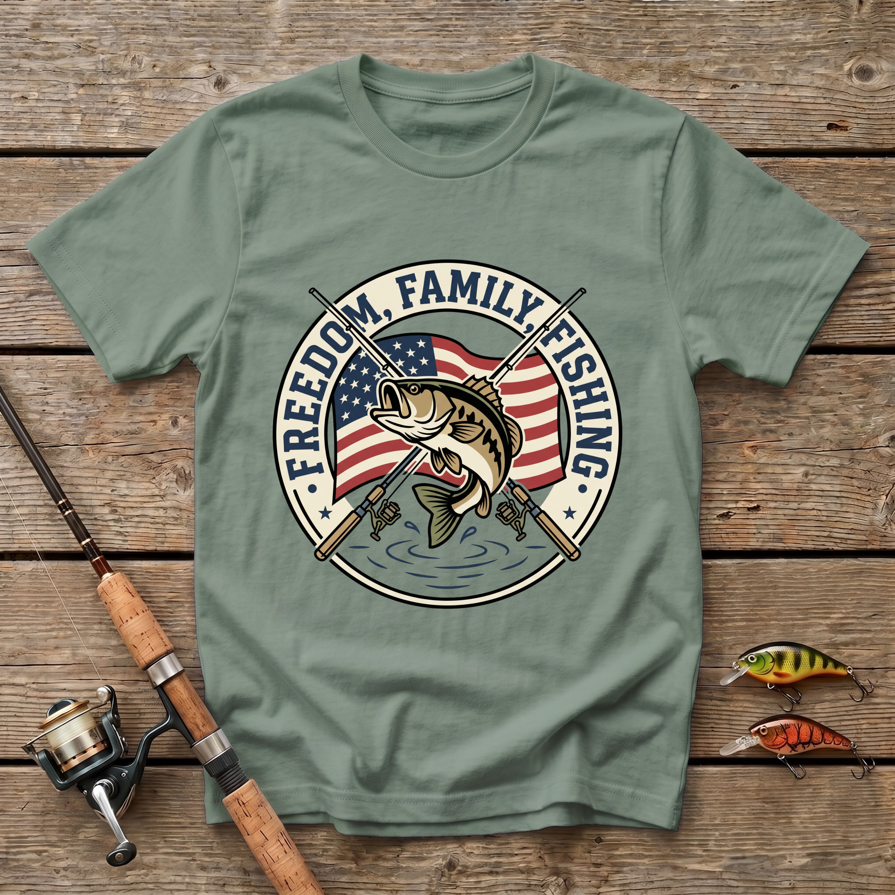 Freedom, Family, Fishing T-Shirt
