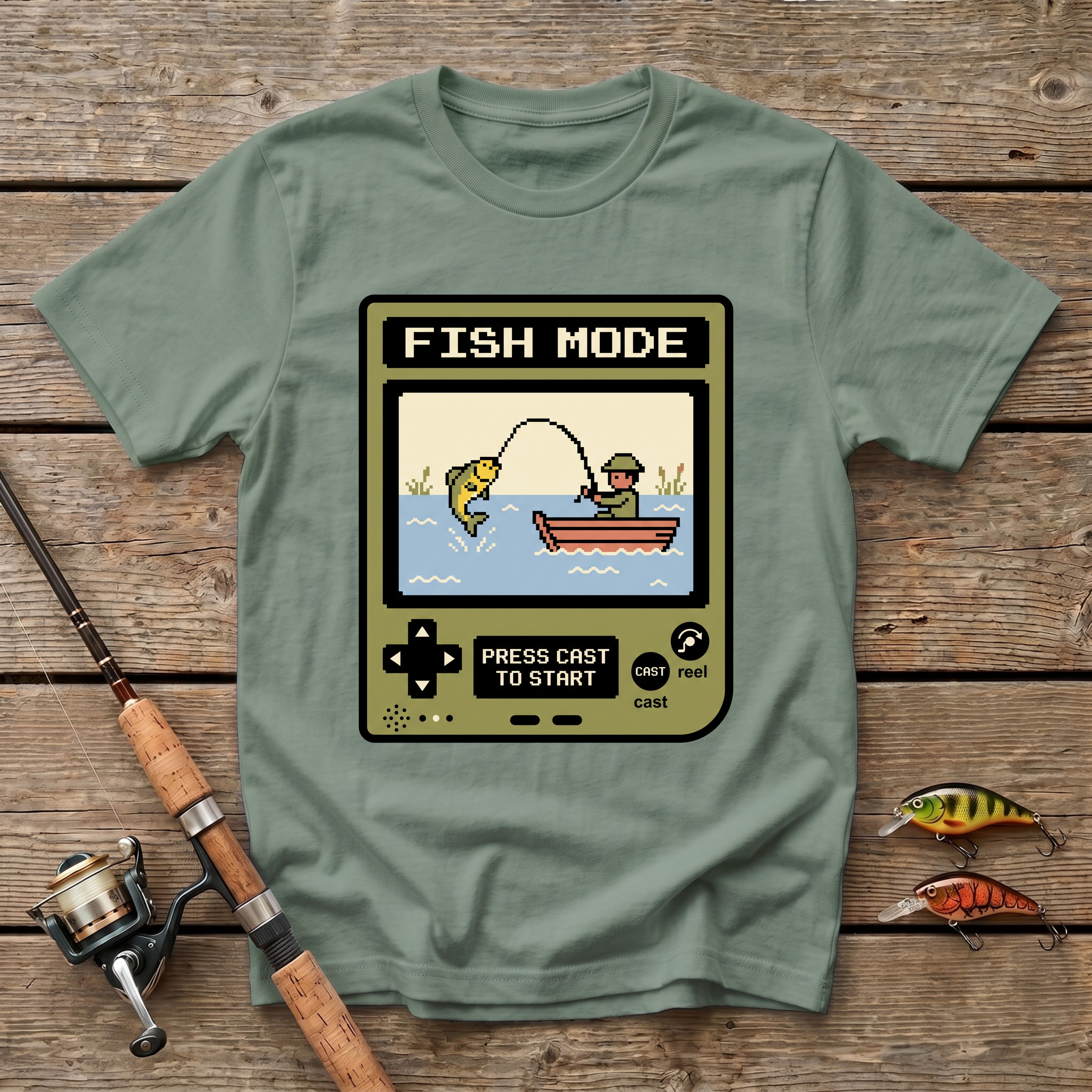 Fish Mode, Press Cast To Start T-Shirt
