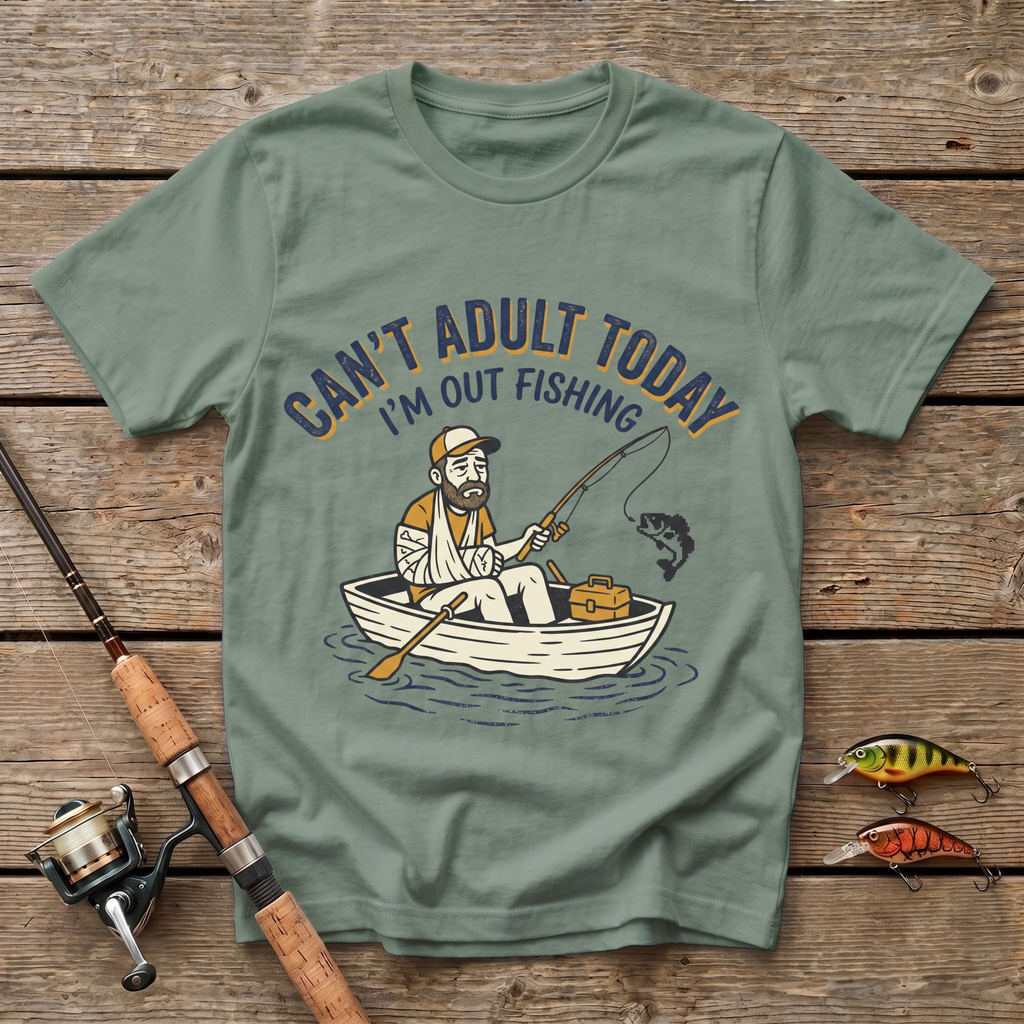 Can't Adult Today, Fishing T-Shirt