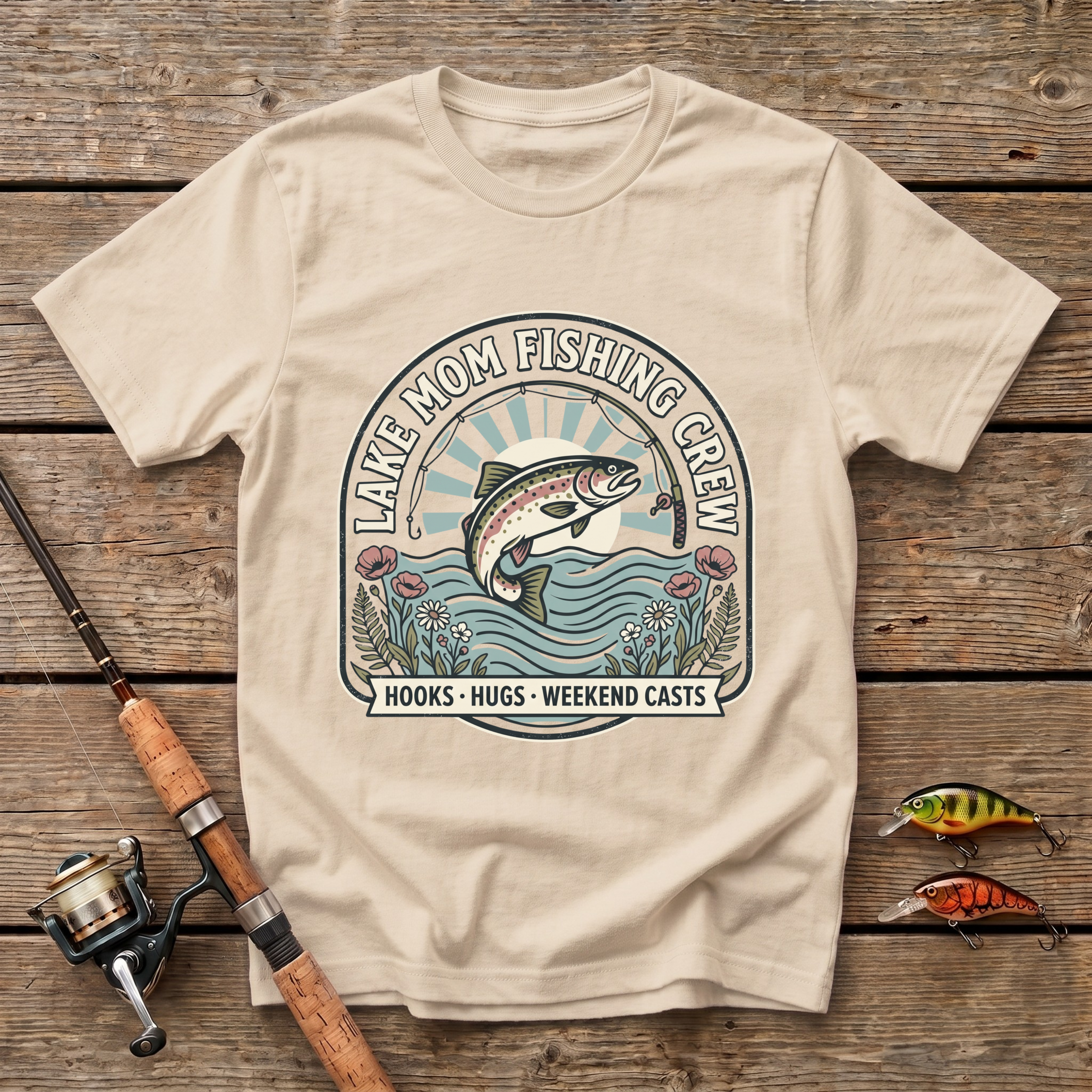 Lake Mom Fishing Crew T-Shirt