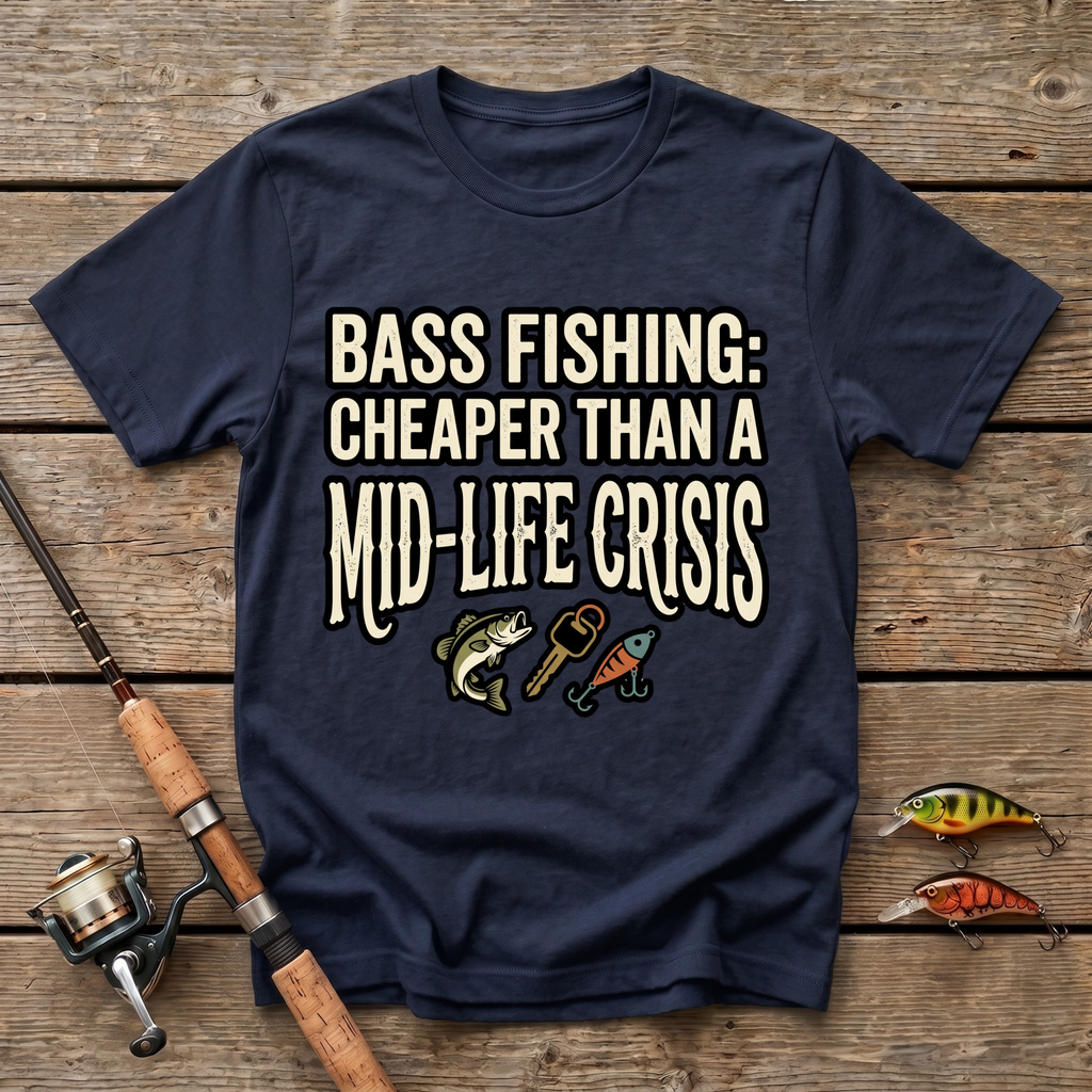 Bass Fishing: Cheaper Than Mid-Life Crisis T-Shirt
