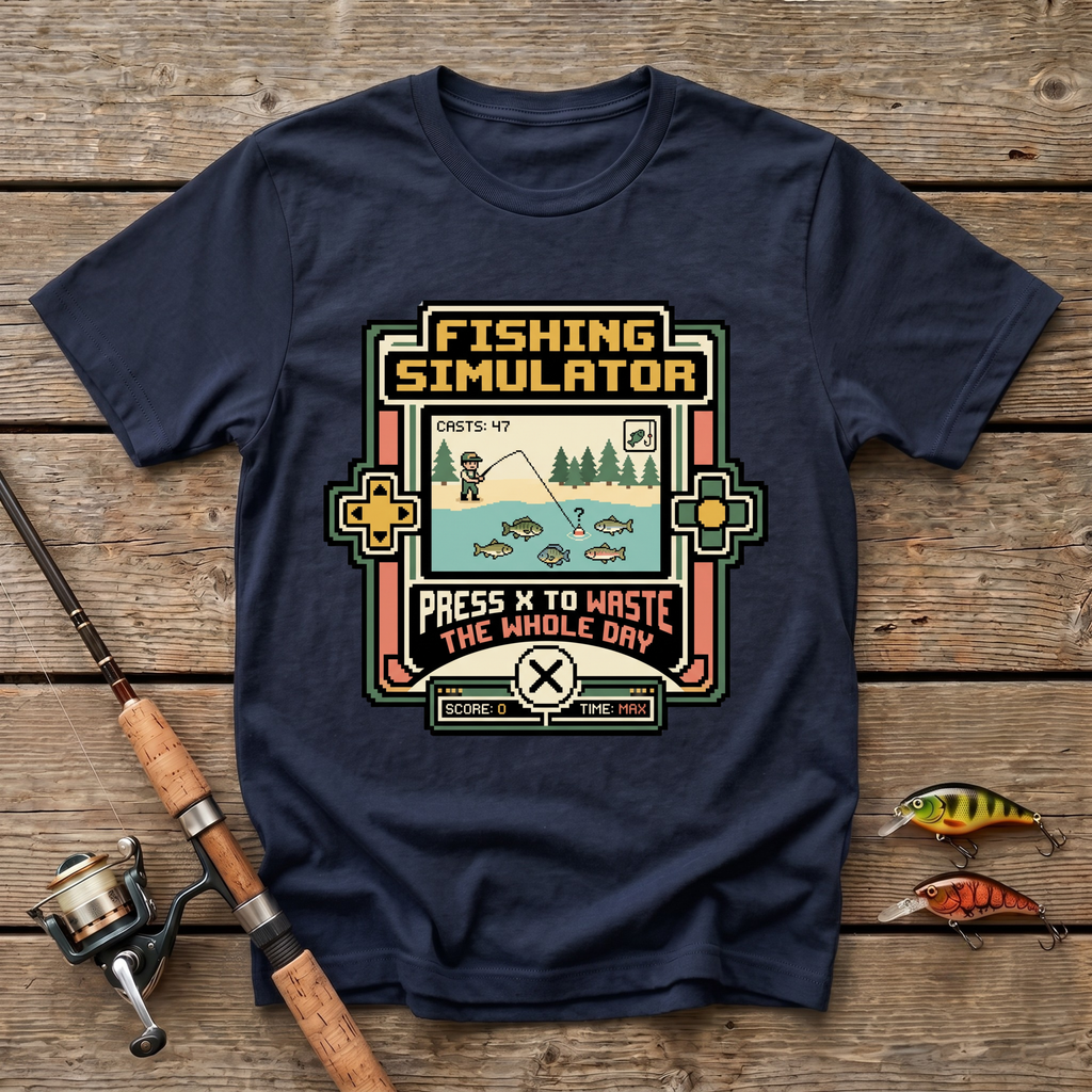 Fishing Simulator. Press X To Waste The Whole Day T-Shirt