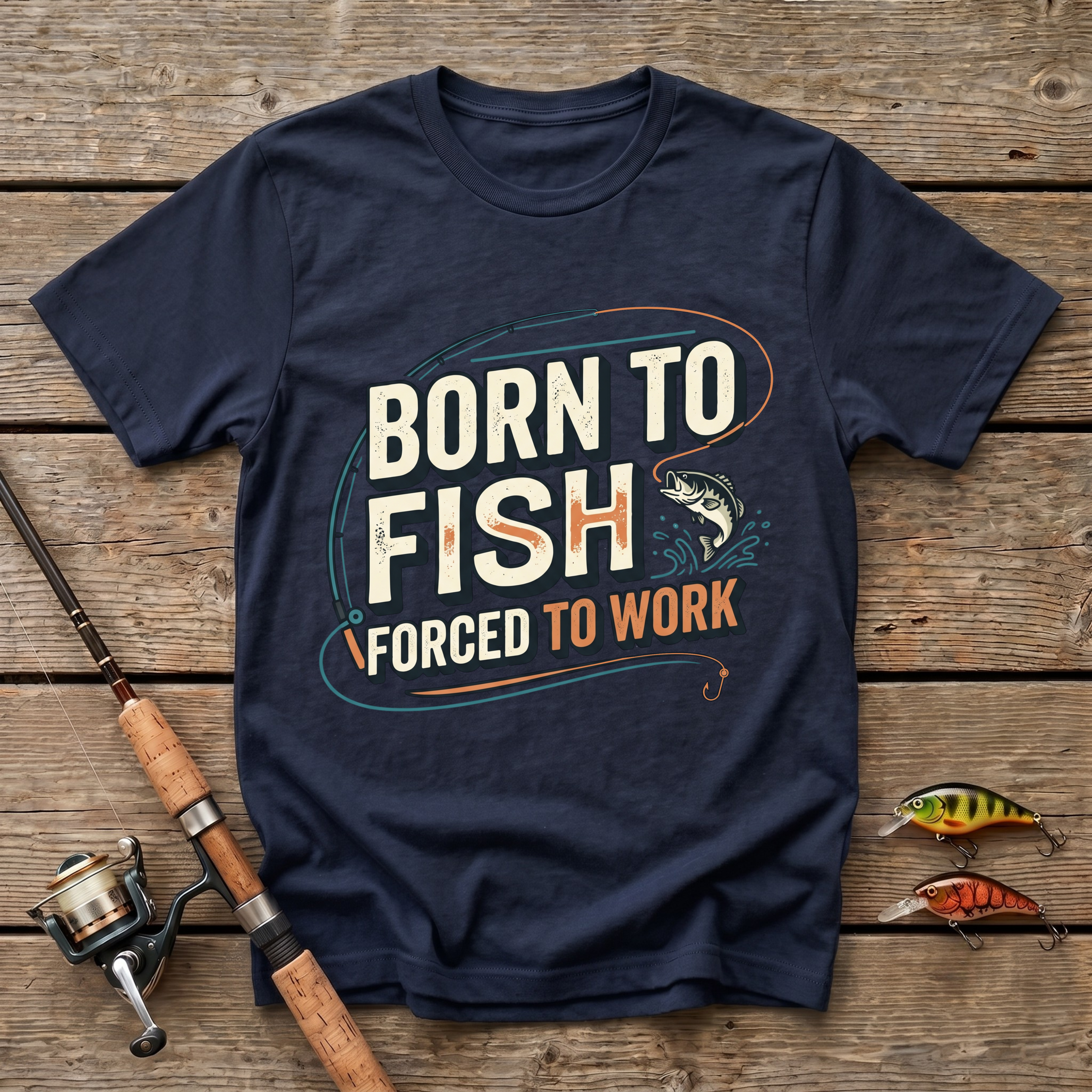 Born To Fish, Forced To Work. T-Shirt