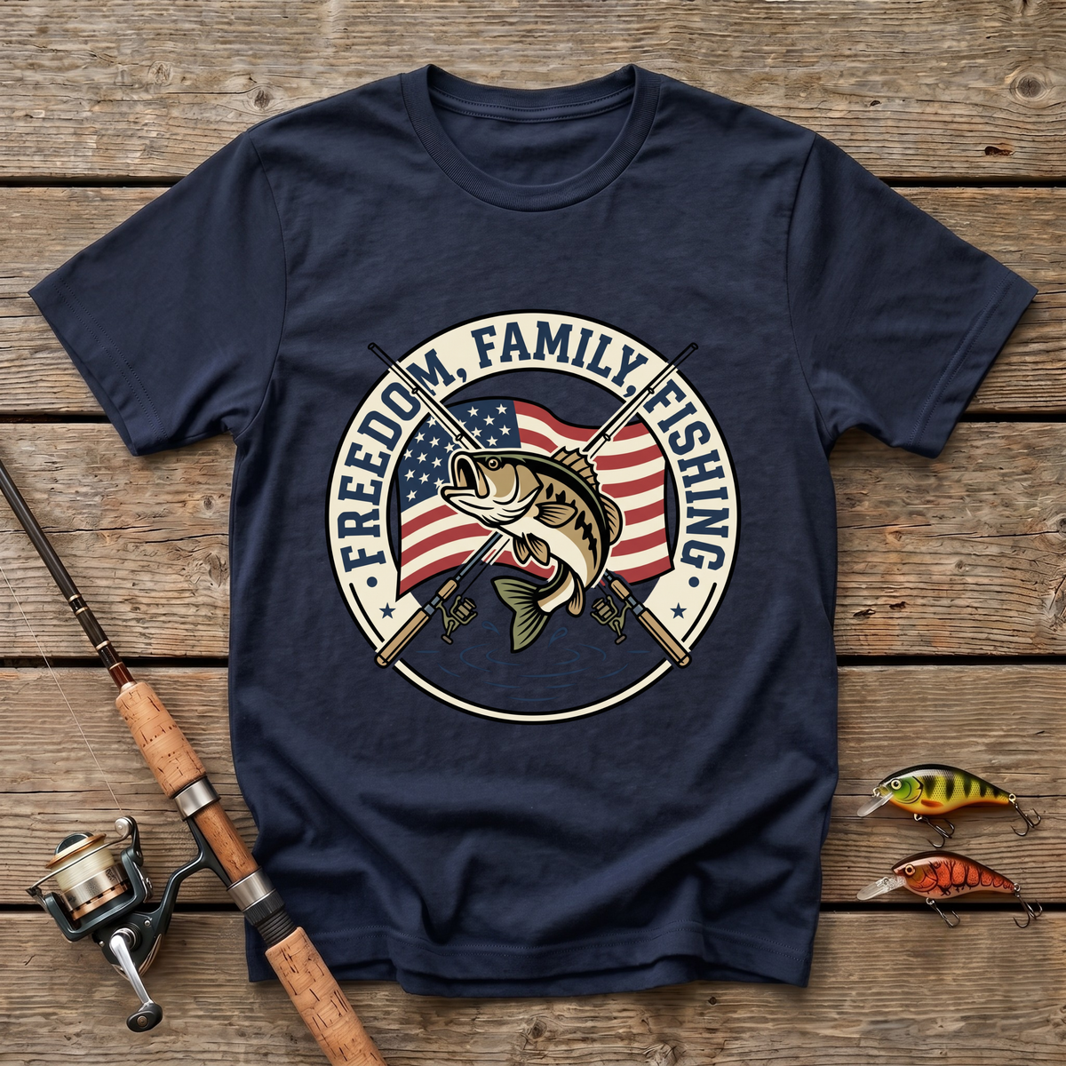 Freedom, Family, Fishing T-Shirt