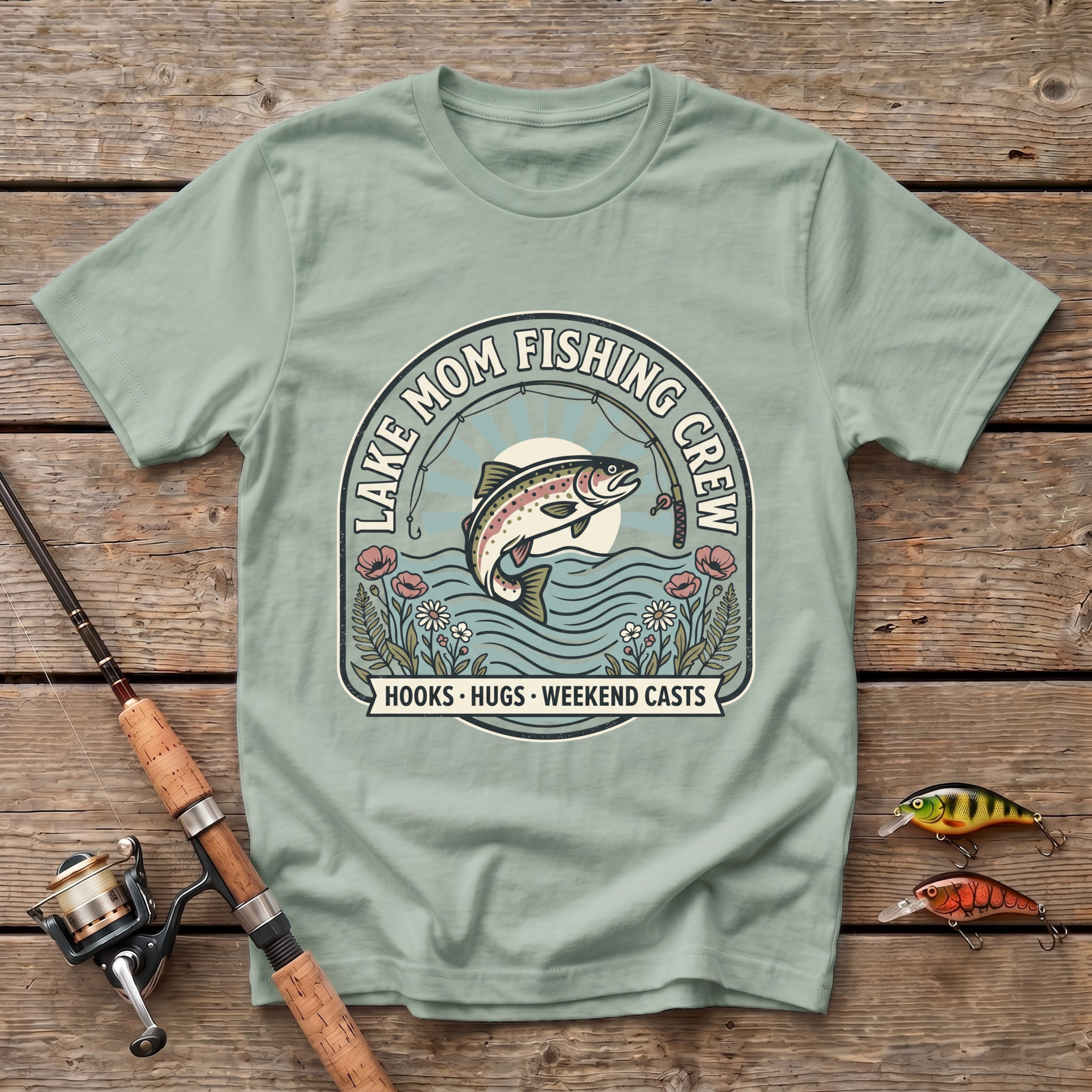 Lake Mom Fishing Crew T-Shirt