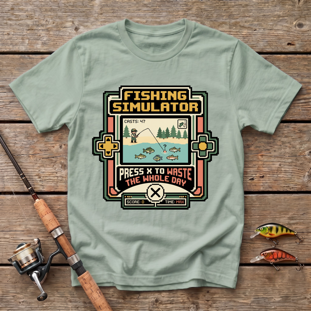 Fishing Simulator. Press X To Waste The Whole Day T-Shirt