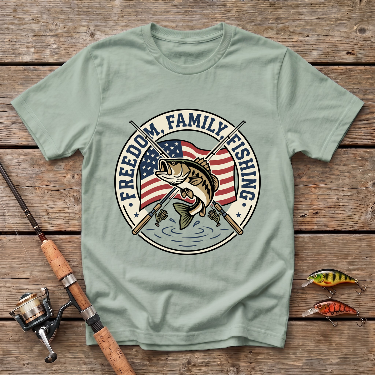 Freedom, Family, Fishing T-Shirt