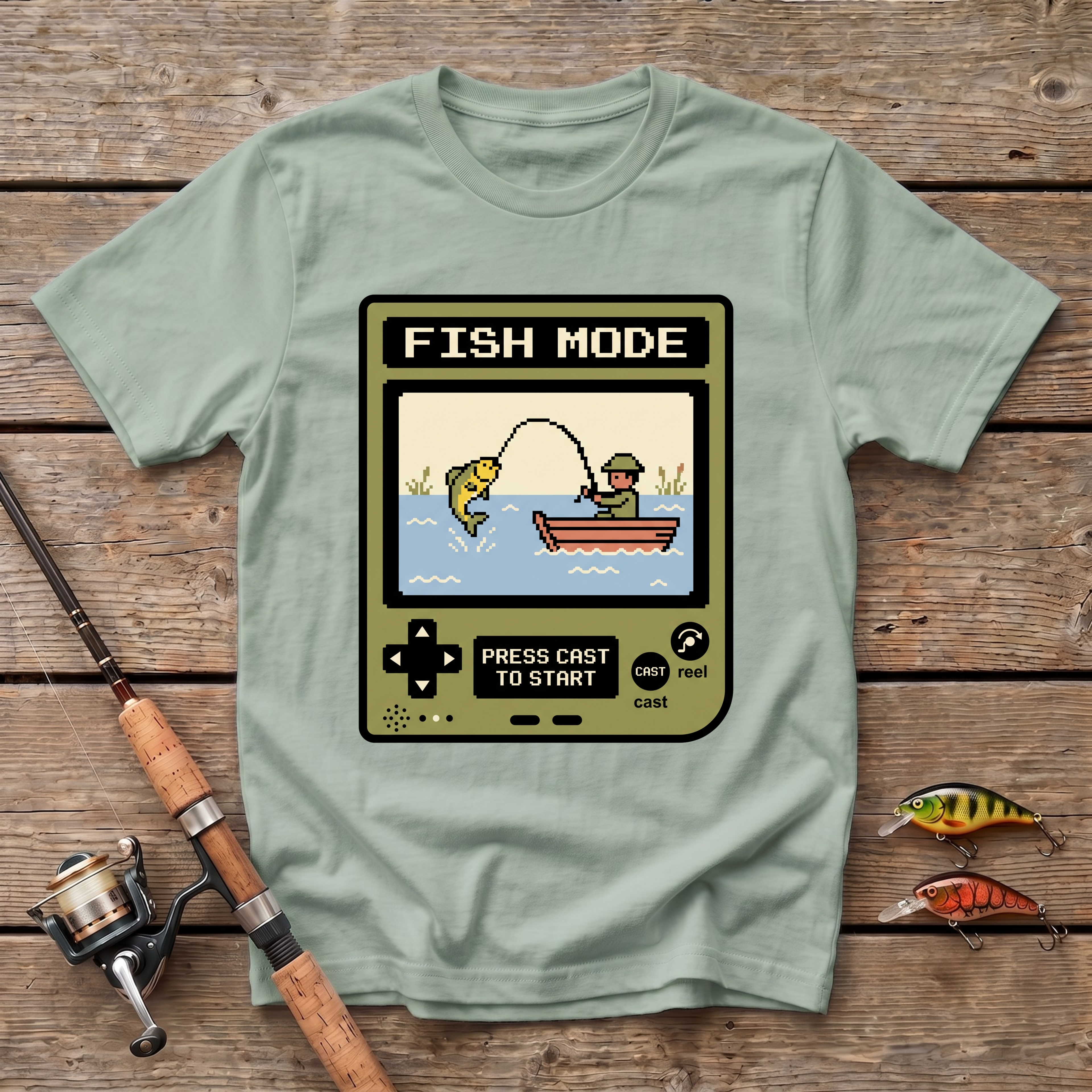 Fish Mode, Press Cast To Start T-Shirt