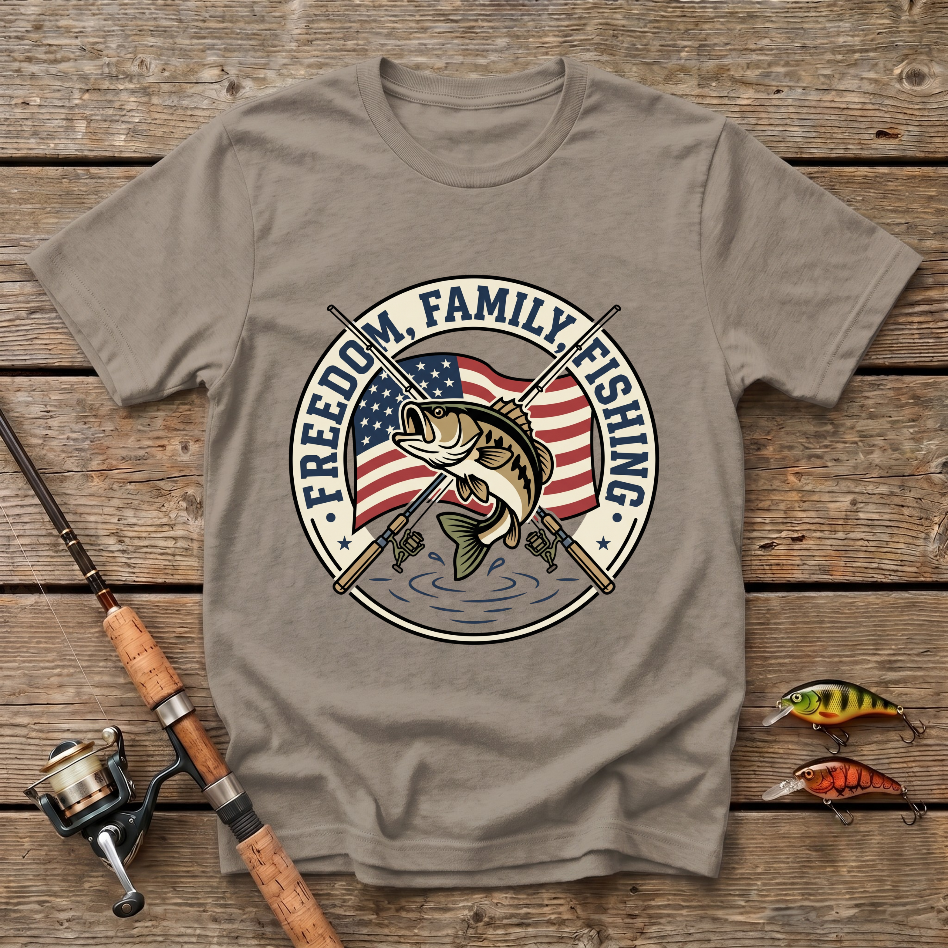Freedom, Family, Fishing T-Shirt