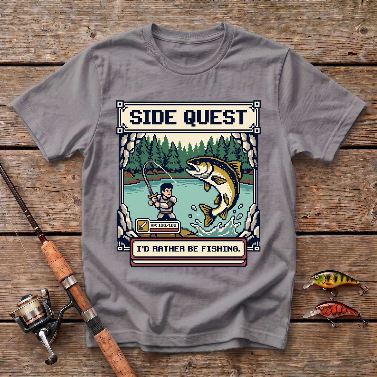 Side Quest - I'd Rather Be Fishing T-Shirt