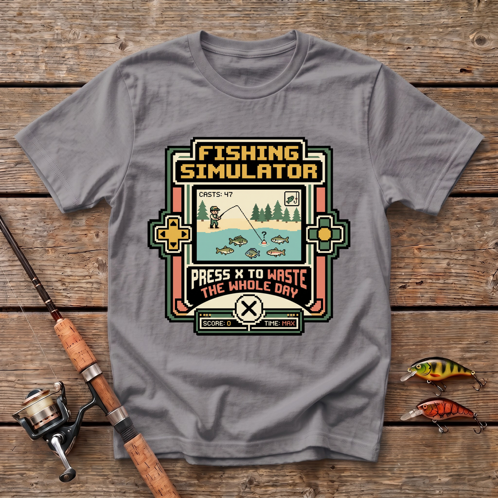 Fishing Simulator. Press X To Waste The Whole Day T-Shirt