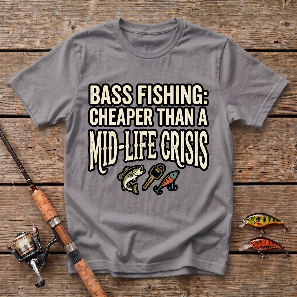 Bass Fishing: Cheaper Than Mid-Life Crisis T-Shirt