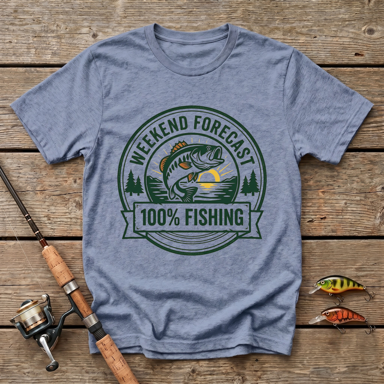 Weekend Forecast: 100% Of Fishing T-Shirt