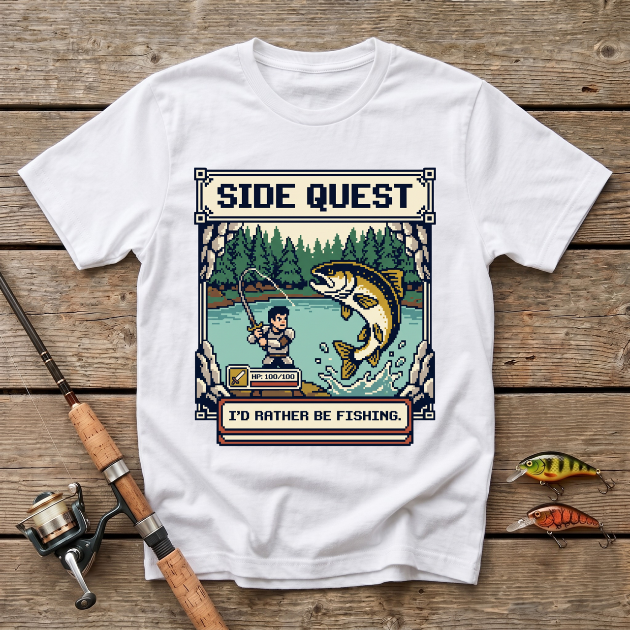 Side Quest - I'd Rather Be Fishing T-Shirt