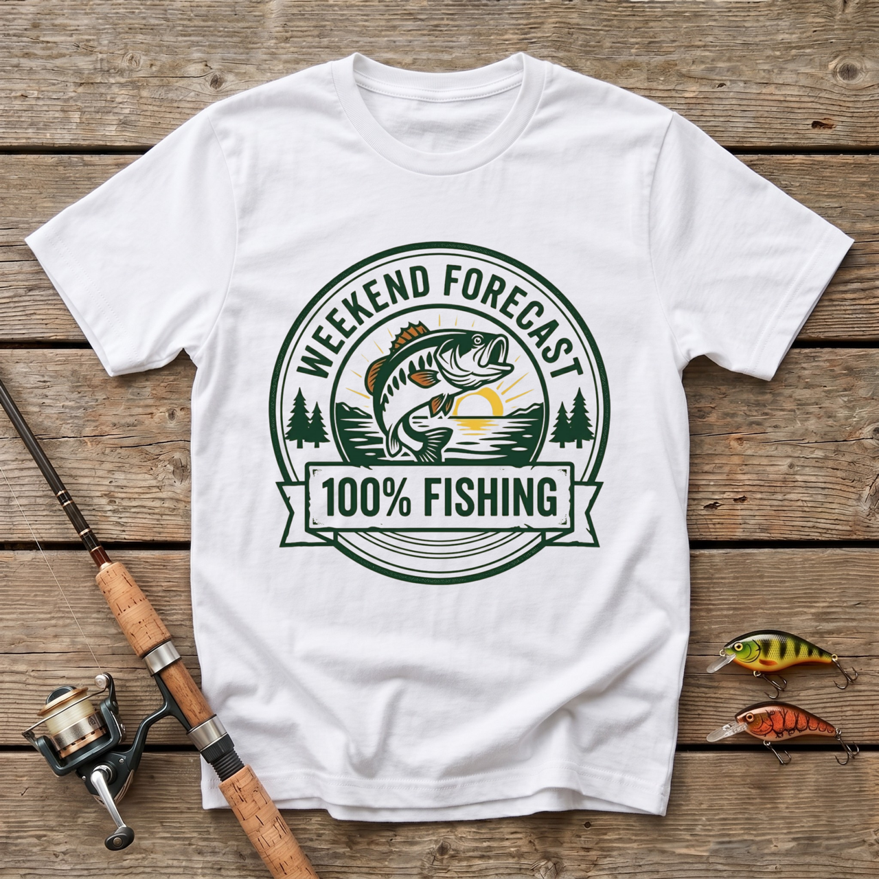 Weekend Forecast: 100% Of Fishing T-Shirt