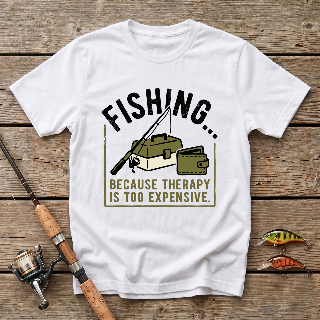 Fishing, Because Therapy Is Too Expencive T-Shirt