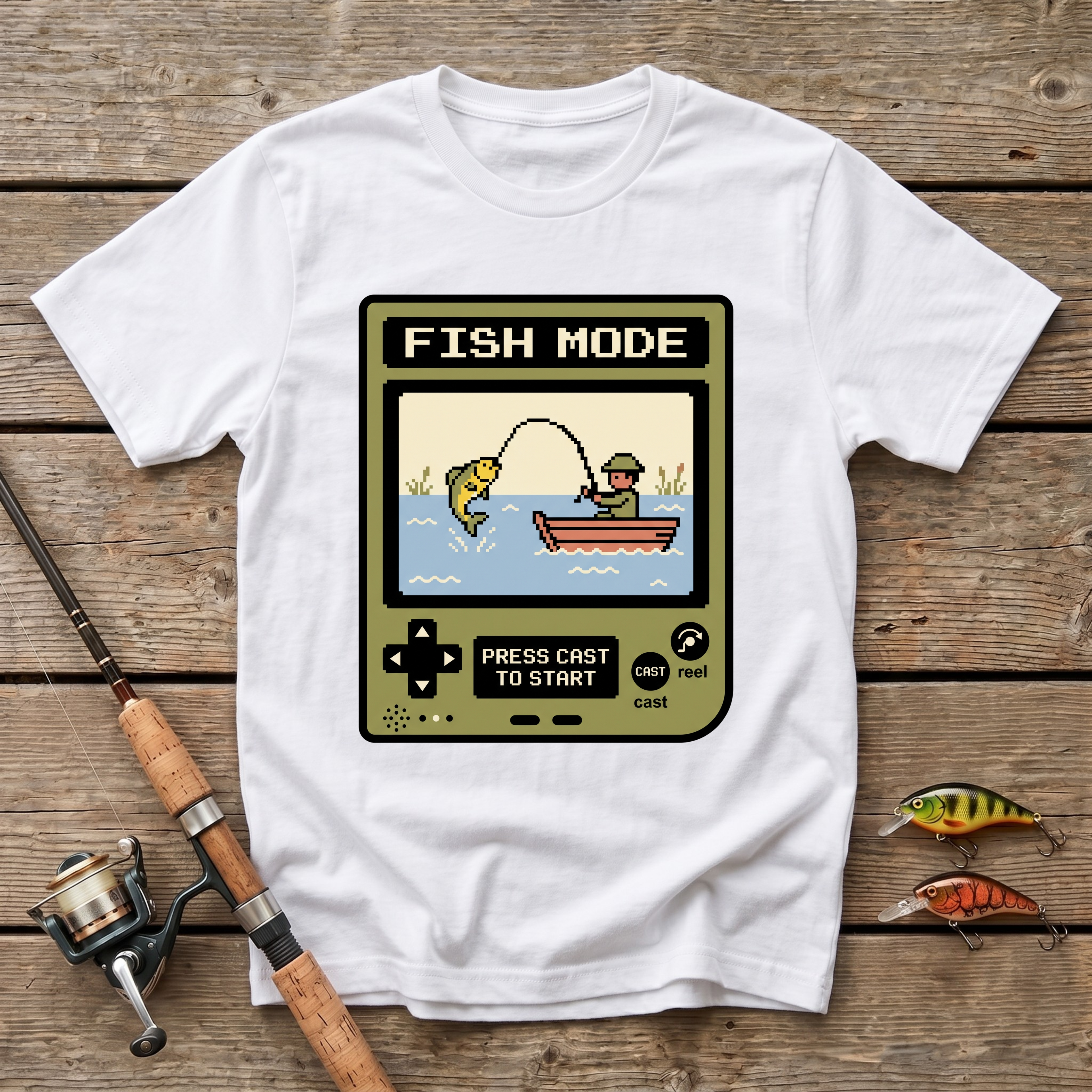 Fish Mode, Press Cast To Start T-Shirt
