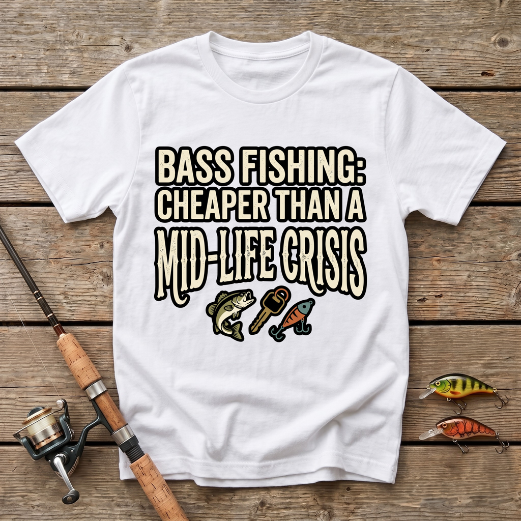 Bass Fishing: Cheaper Than Mid-Life Crisis T-Shirt