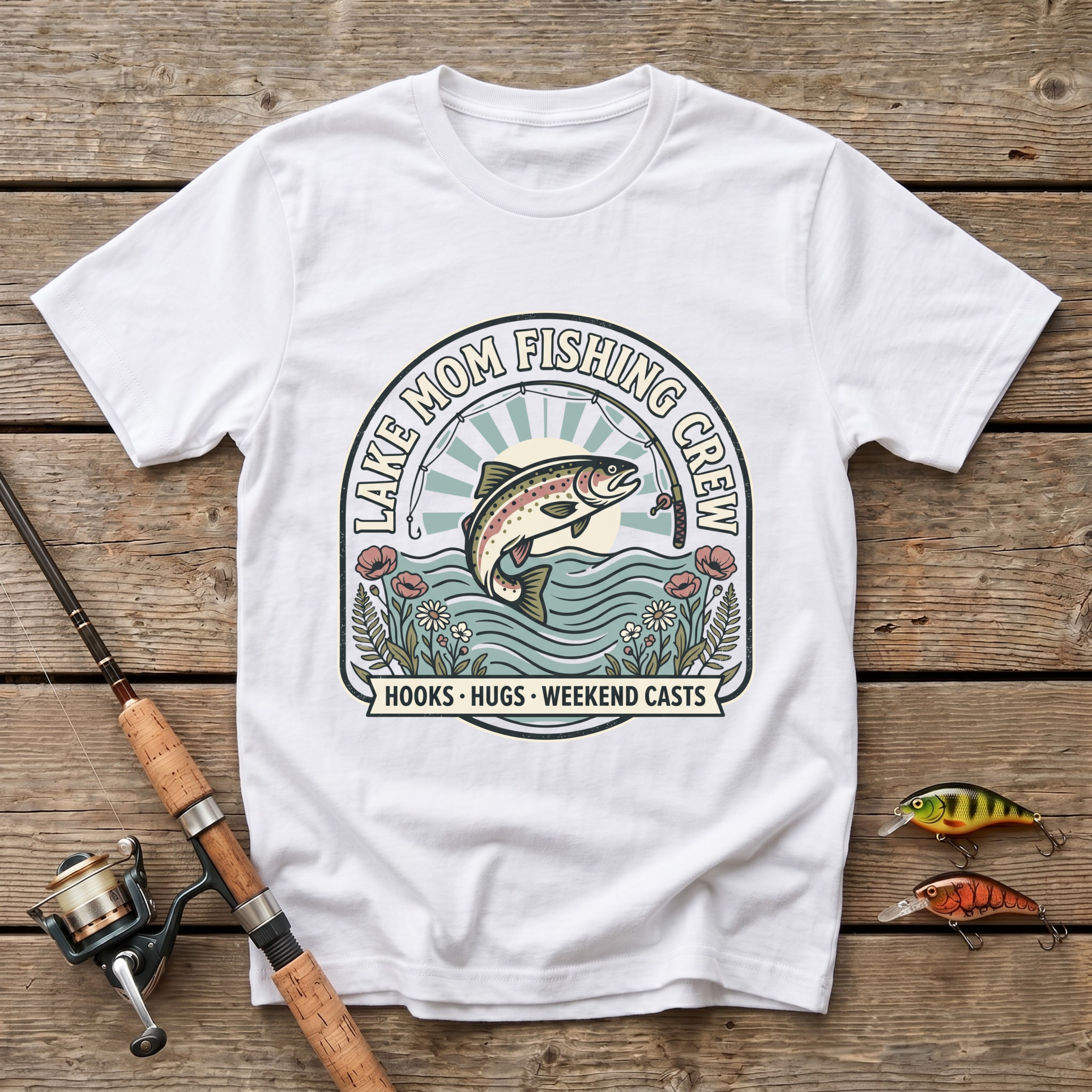 Lake Mom Fishing Crew T-Shirt