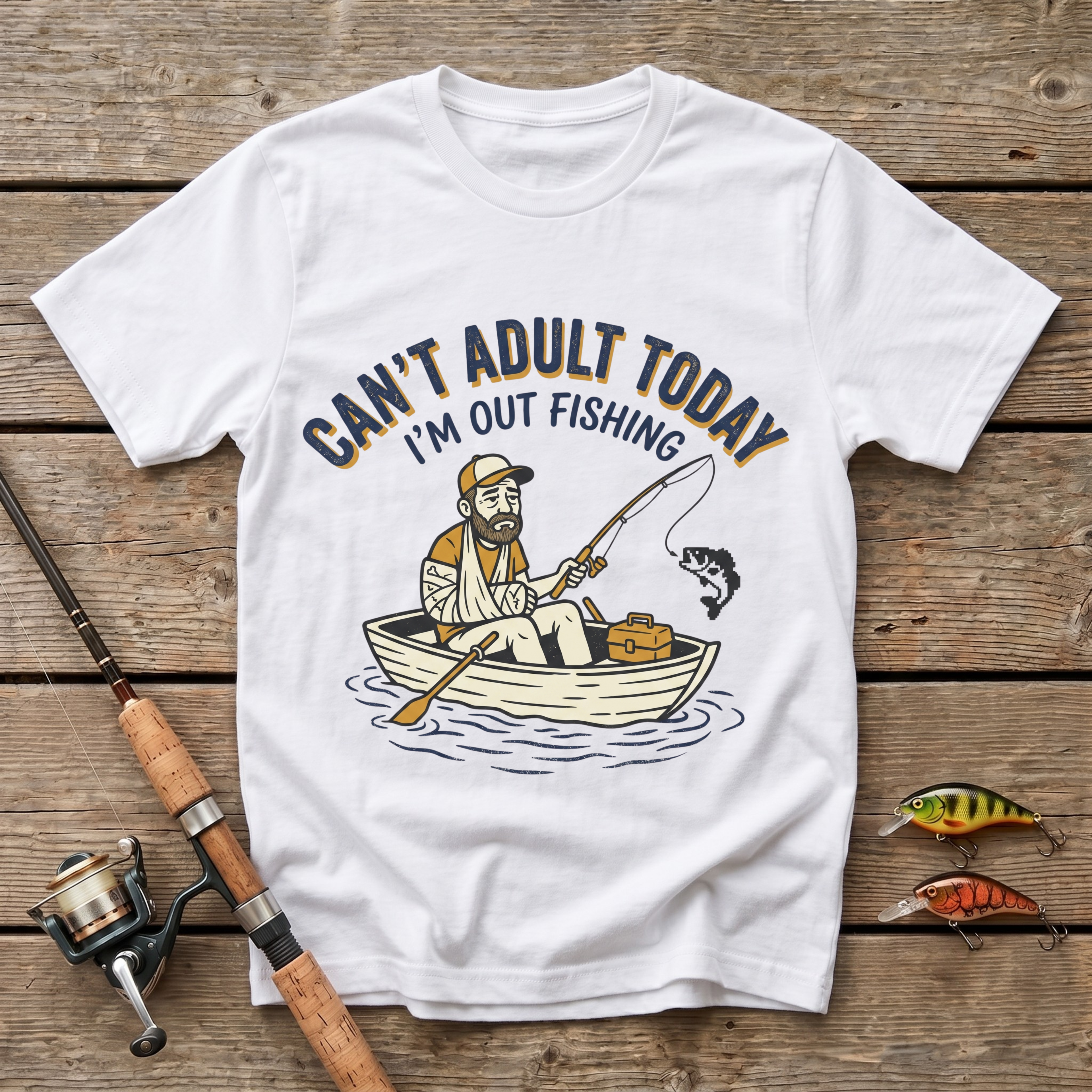Can't Adult Today, Fishing T-Shirt