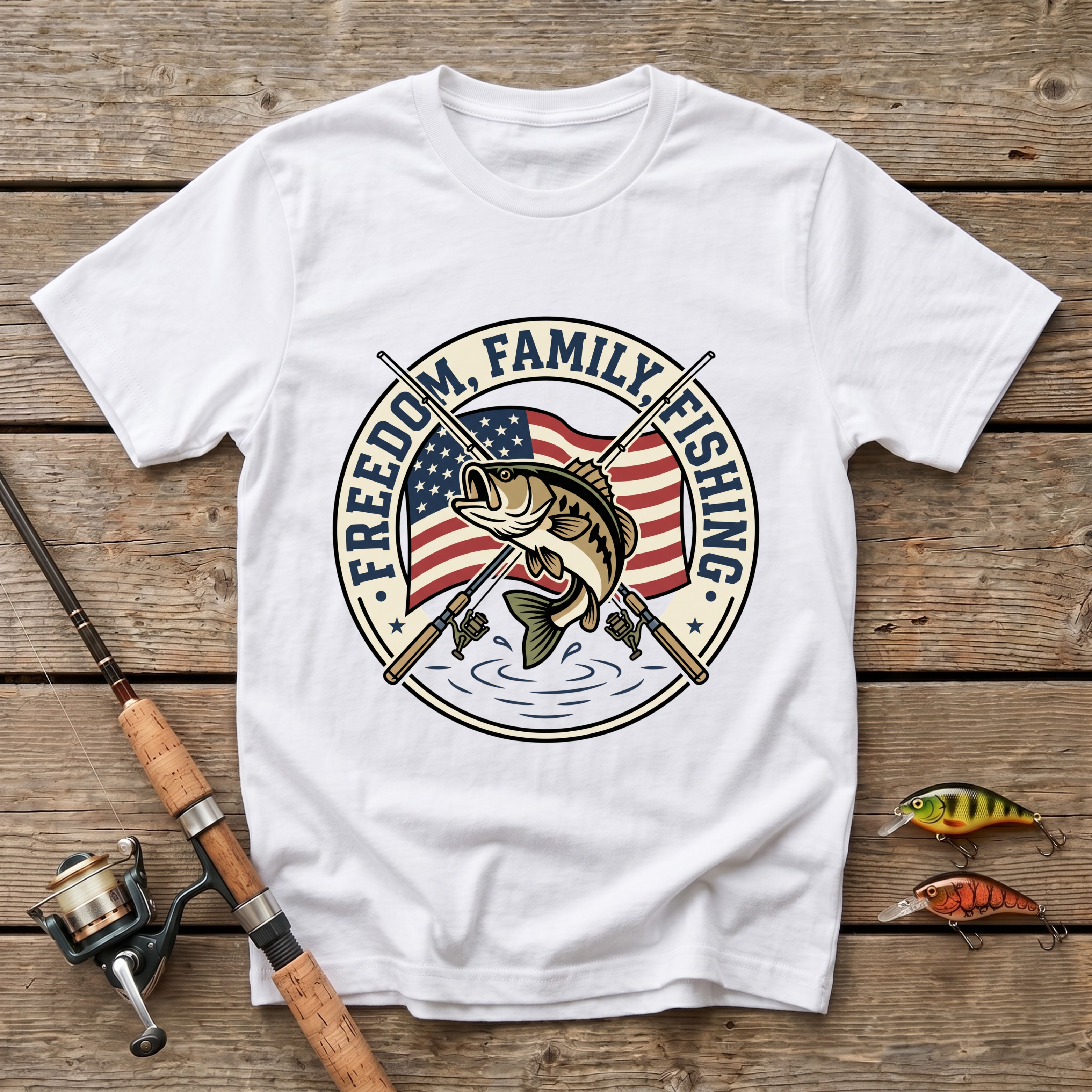 Freedom, Family, Fishing T-Shirt