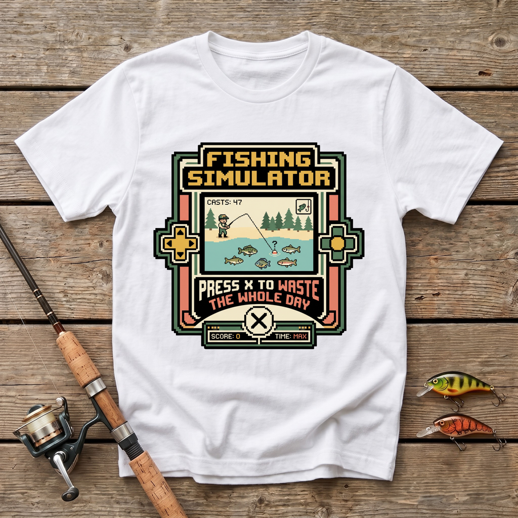 Fishing Simulator. Press X To Waste The Whole Day T-Shirt